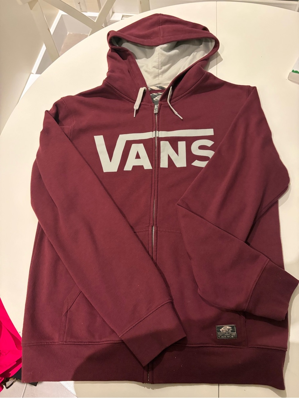Vans Burgundy Zip-Up Hoodie | Men's Size S | Vintage Style